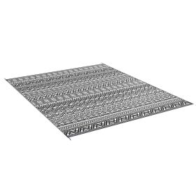 Outdoor Mat 8x10 Reversible Boho, RV Camping Patio, Gray & White, Portable