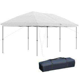 10x19 Heavy Duty Pop up Canopy with Easy Steels, Adjustable Height, Party Tent for Patio, Backyard, Garden, Off-White