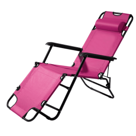 Portable Dual Purposes Extendable Folding Reclining Chair Pink