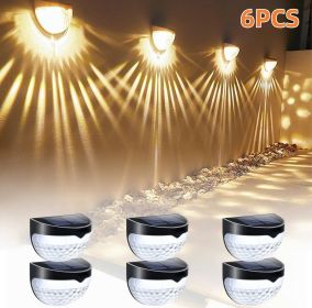 6 Pack Solar Fence Lights Outdoor Waterproof  Solar Powered Deck Step Stair Post Wall Lights Outdoor Lighting For Deck  Black (Option: Warm Lights-6PCS)