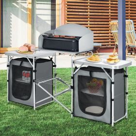 1PC Folding Camping Table with Storage Organizer (Color: gray)