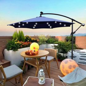10 ft Outdoor Patio Umbrella Solar Powered LED Lighted Sun Shade Market Waterproof 8 Ribs Umbrella with Crank and Cross Base for Garden Deck Back (Color: as Pic)